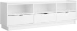 TV Stand, White Storage Cabinet with Shelves, Living Room Storage Cabinet 70.25" W x 22" H x 16" D