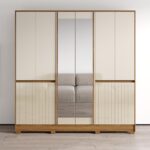 Wardrobe — Contemporary Storage Closet with Hanging Rod and Shelves — 87.4H x 85W x 19D inches — /Off White