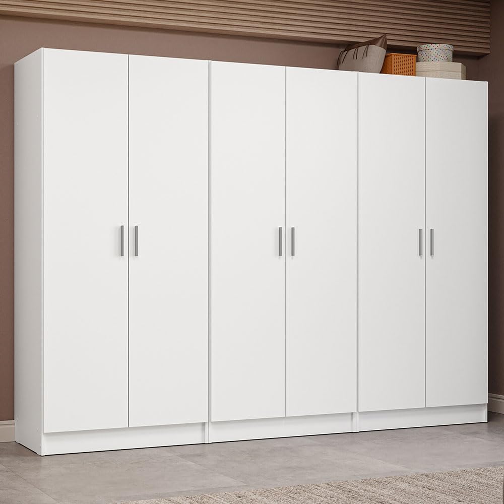 51xxHMycZhL._AC_SL1000_.jpg 6 Doors Storage Cabinet with Ample Shelves Space 94 Inch Utility Armoire Closet Entryway and Bedroom Organization Unit (White) - Image 1