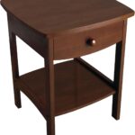 22 x 18 x 18-Inch Wood Curved End Table/Night Stand with One Drawer, Brown