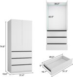 Large Wardrobe Closet with 8 Doors: 75" White Armoire with 12 Drawers, Wooden Wardrobe for Hanging Clothes, Tall Storage Cabinet with Shelves and Hanging Rod (B+B+B+B, 126") - Image 2