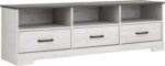 TV Stand, Washed White Storage Cabinet with Shelves, Living Room Storage Cabinet 66" W x 20" H x 16" D
