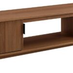Modern Fluted-Door Low Stand for TVs up to 80 Inches, 70 x 15.75 x 16 inches, Mocha