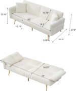 Loveseat Sofa Convertible Futon Sofabed Corduroy Upholstered Split Backrest Sleeper Bed with Adjustable Armrests, 3 in 1 Love Seat Daybed W/2 Pillows for Living Room Home Office, Apartment, RV - Image 2