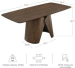 71" Modern Dining Table for 6-8, Rectangle Dining Table with Bentwood Legs, Wood Dinner Table for Kitchen & Dining Room, Walnut Venner - Image 2