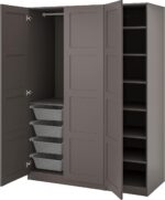Wardrobe, dark grey/dark grey, 150x60x201 cm
