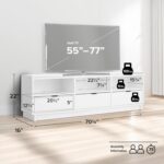 TV Stand, White Storage Cabinet with Shelves, Living Room Storage Cabinet 70.25" W x 22" H x 16" D - Image 2