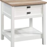 Nightstand, Farmhouse Style, Soft White with Oak Top