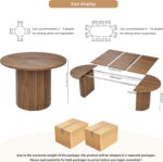 43-95 Inch Long Round Extendable Dining Table for 4-10, Space Saving Oval Large Dinner Kitchen Table with 3 Leaf, 2 Storage, Fluted Mid Century Modern Dining Room Table for Living Room, Walnut - Image 2