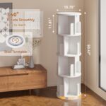 Rotating Bookshelf, 360 Display 4 Tier, Small Corner Bookshelf for Small Space, Floor Standing Bookcase Storage Rack, Wood Narrow Book Shelf Organizer for Bedroom, Living Room, White - Image 2