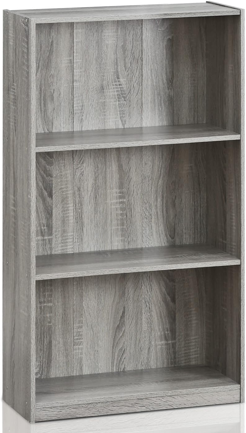 71T5e1FkqJL._AC_SL1500_.jpg Basic 3-Tier Bookcase Storage Shelves, French Oak Grey - Image 1