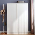 Wardrobe Wardrobe Modern Minimalist Small Apartment Sliding Door Wardrobe Rental Room with  Wardrobe Economical (Color : White Size : 100x50x180cm)