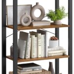 4-Tier Bookshelf, Bookcase with Steel Frame, Book Shelf for Living Room, Home Office, Study, 11.8 x 26 x 47 Inches, Industrial Style, Rustic Brown and Ink Black