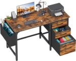 Computer Desk with  File Drawers Cabinet, 47 Inch Home Office Desks with Filing Cabinet for Small Space, Study Writing Table PC Desks, Rustic Brown