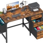 Computer Desk with  File Drawers Cabinet, 47 Inch Home Office Desks with Filing Cabinet for Small Space, Study Writing Table PC Desks, Rustic Brown