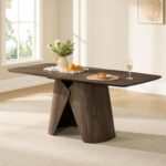 71" Modern Dining Table for 6-8, Rectangle Dining Table with Bentwood Legs, Wood Dinner Table for Kitchen & Dining Room, Walnut Venner