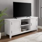 Classic Grooved Door TV Stand for TVs up to 65 Inches, 58 Inch, Solid White - Image 2