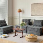 Free Combination Convertible Folding Sofa Bed, Armless Foam Floor Sofa, Sleeper Floor Couch for Living Room and Bedroom Sleeper Chair with Pillow (Grey, 35 * 35 inch)