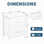 White Nightstand, Bedside Table with 2 Drawers, Small Kids Night Stand for Bedroom, Bed Side Table with Storage, 15.7" L x 11.8" W x 21" H - Image 2