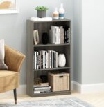 Basic 3-Tier Bookcase Storage Shelves, French Oak Grey - Image 2