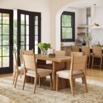 Modern Dining Set for 6, Wood Farmhouse Dining Table and 4 Upholstered Dining Chairs with Seagrass Back and Solid Wood Frame - Image 2