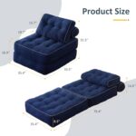 Folding Chair Bed for Bedroom, Futon Chairs, Floor Couch for Adults Chair for Living Room, Lounge Sofa, Convertible Bed, Small Couches for Small Spaces, Blue - Image 2