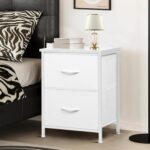 White Nightstand, Bedside Table with 2 Drawers, Small Kids Night Stand for Bedroom, Bed Side Table with Storage, 15.7" L x 11.8" W x 21" H